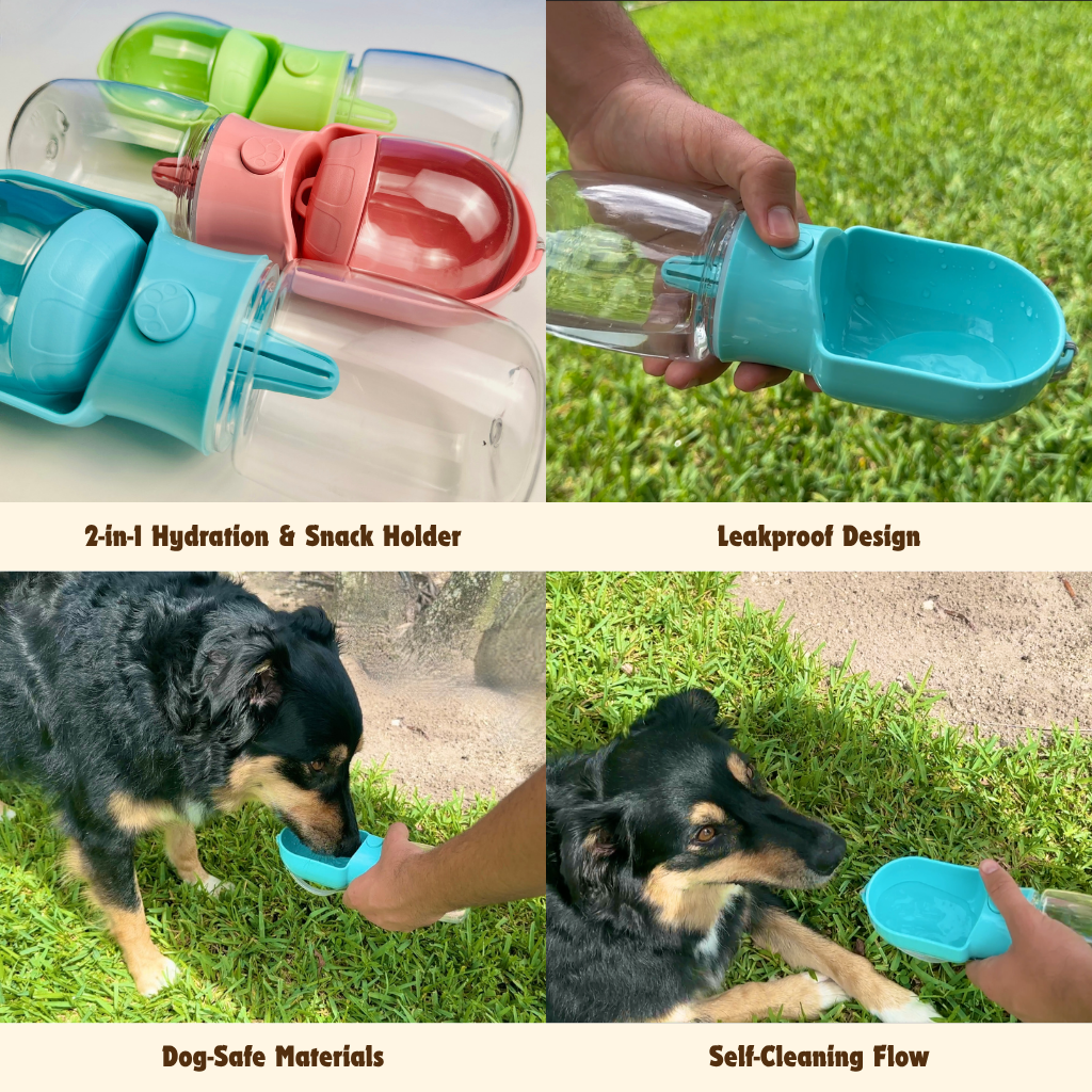 Portable Dog Water Bottle & Bowl - Travel Feeder for Dogs