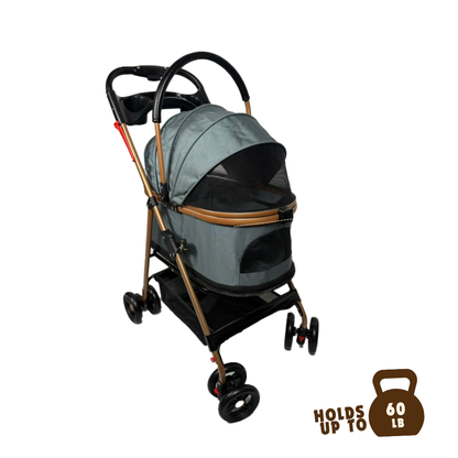 Luxury Pet Stroller for Small & Medium Dogs with Individual Basket