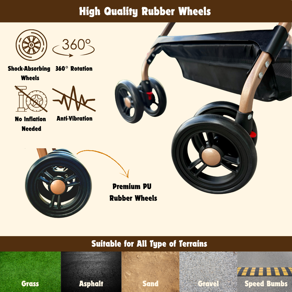 Luxury Pet Stroller for Small & Medium Dogs with Individual Basket