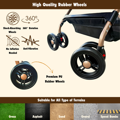 Luxury Pet Stroller for Small & Medium Dogs with Individual Basket