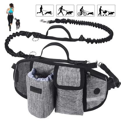 Hands-Free Training Dog Treat Bag with Leash