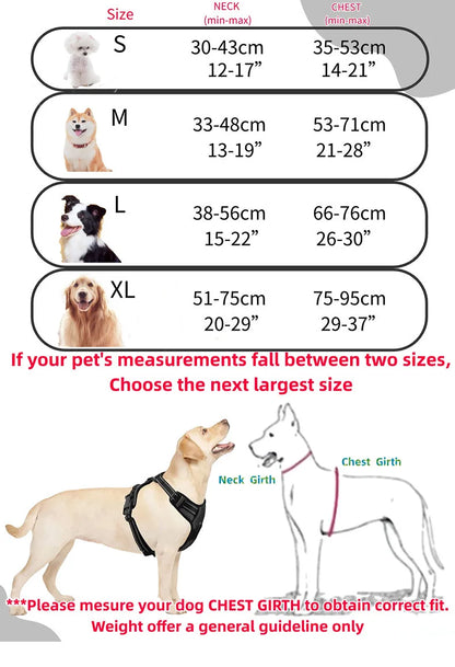 No-Pull Dog Harness - Adjustable Reflective Vest with 2 Leash Clips