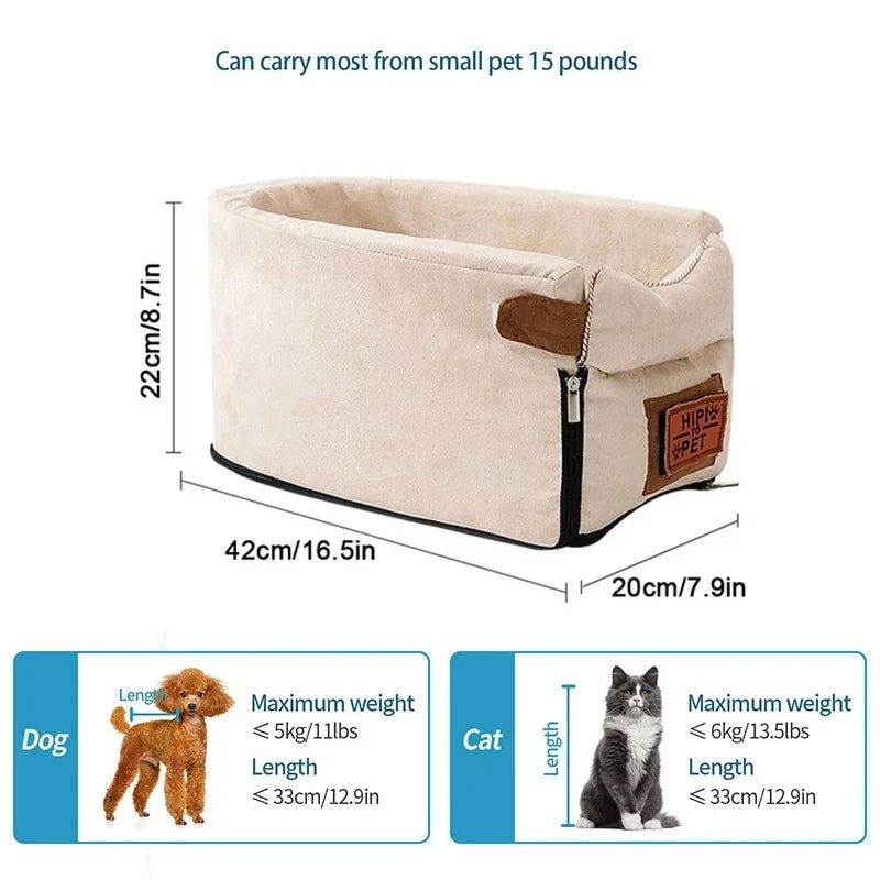 Puppy Dog Central Car Seat - Travel Carrier for Small Dogs & Cats