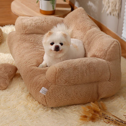 Soft Pet Bed - Winter Warm Cat and Dog Bed Sofa with Neck Pad