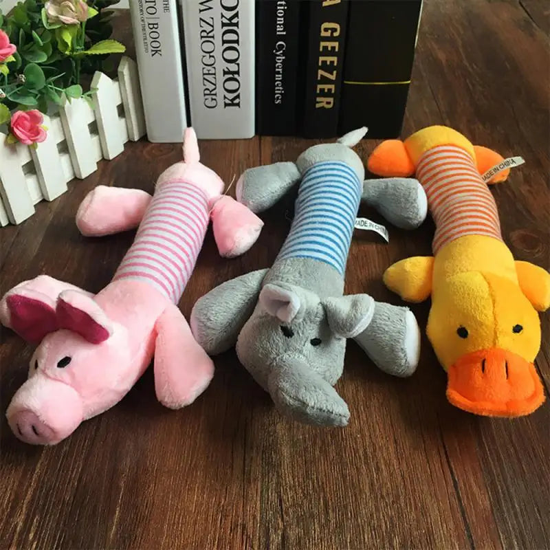 Squeaky Animal Dog Toys - Durable Plush Chew Toys