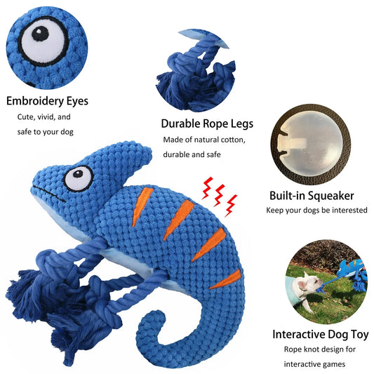 Chameleon Plush Dog Toys | Squeaky and Bite-Resistant Dog Chew Toys