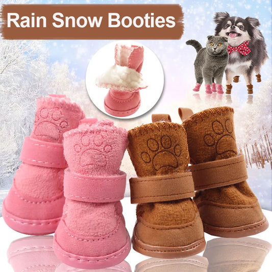 4Pcs Waterproof Winter Dog Boots | Warm Dog Shoes for Snow