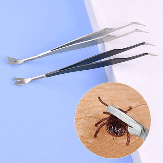 2-in-1 Stainless Steel Dog Tick Remover Tool with Tweezers