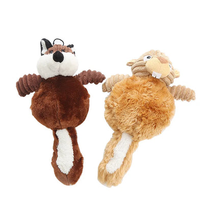 Squirrel Dog Toy - Soft Plush, Bite-Resistant, Sounding Animal Doll