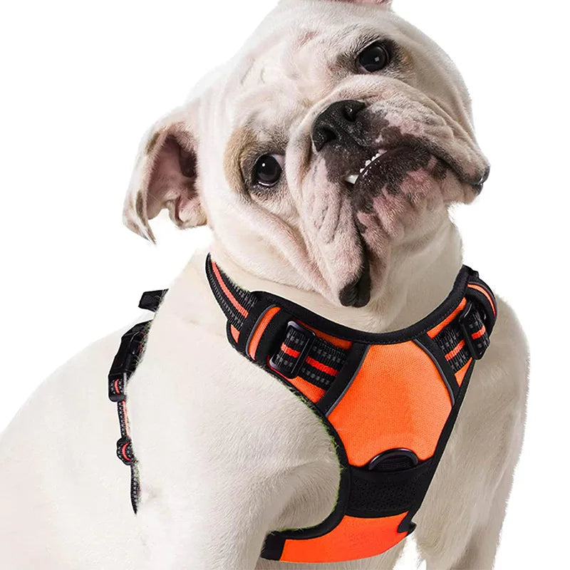 No-Pull Dog Harness - Adjustable Reflective Vest with 2 Leash Clips