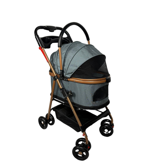 Luxury Pet Stroller for Small & Medium Dogs with Individual Basket