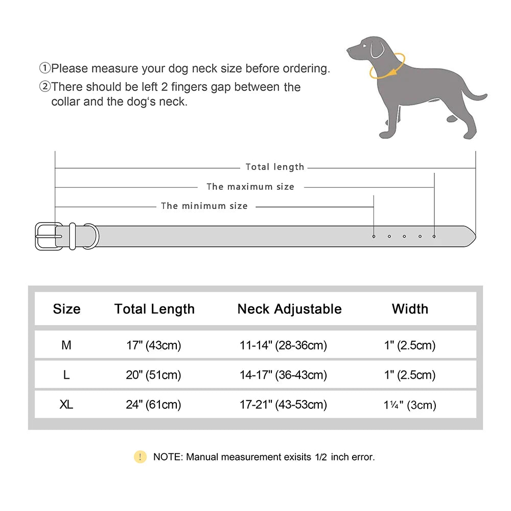 size of one of whisker barks dog leather collar